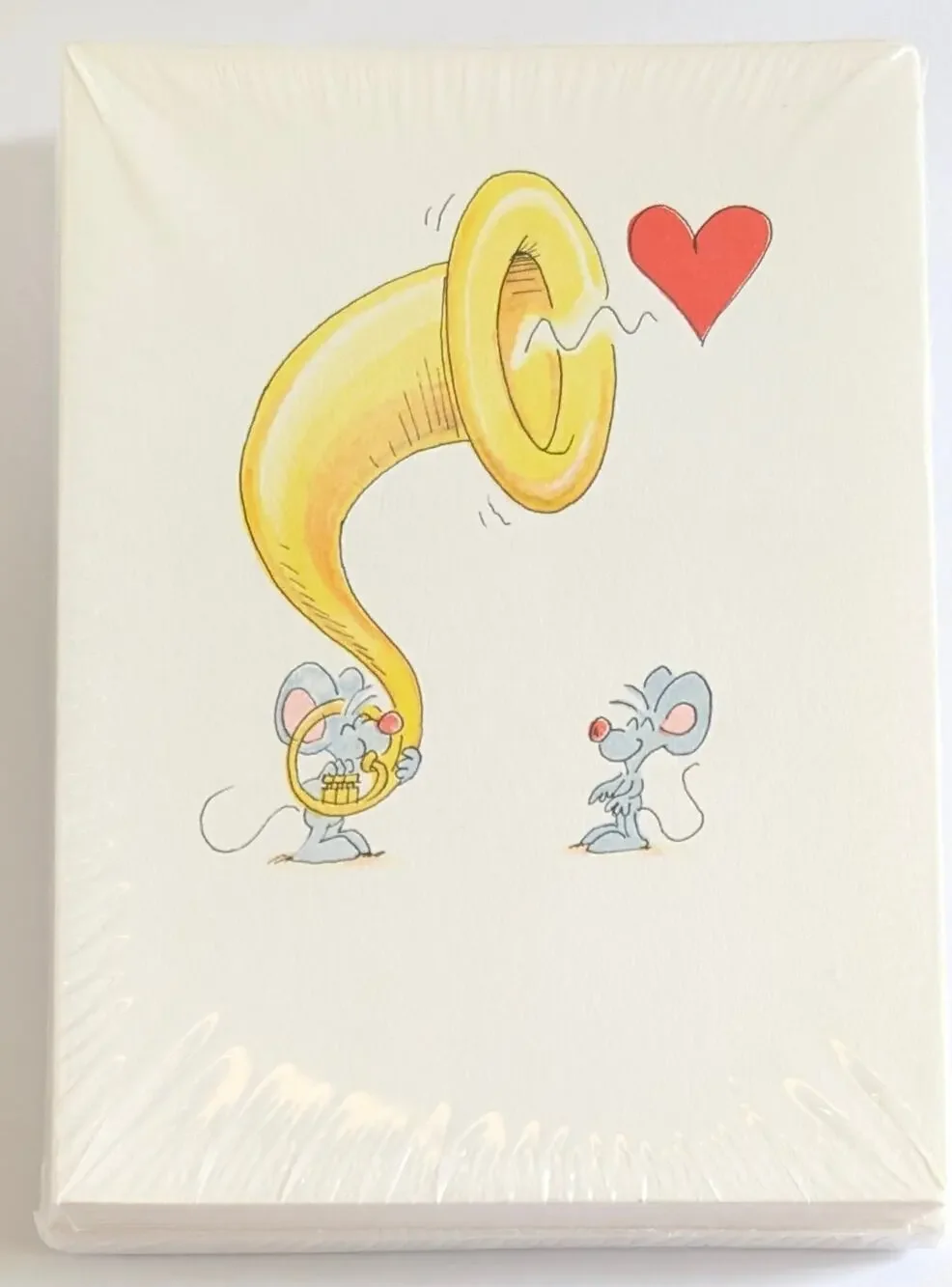 Vintage Sealed Mouse & French Horn Illustrated Note Cards Set of 25